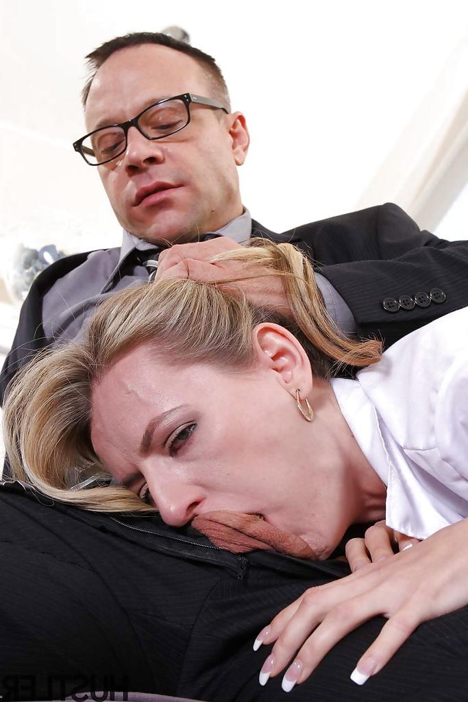 15P European blonde Natasha Starr deepthroating cock in pigtails