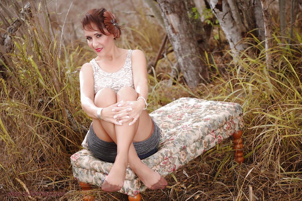 16P Roni gets horny in the woods and starts playing with her pussy