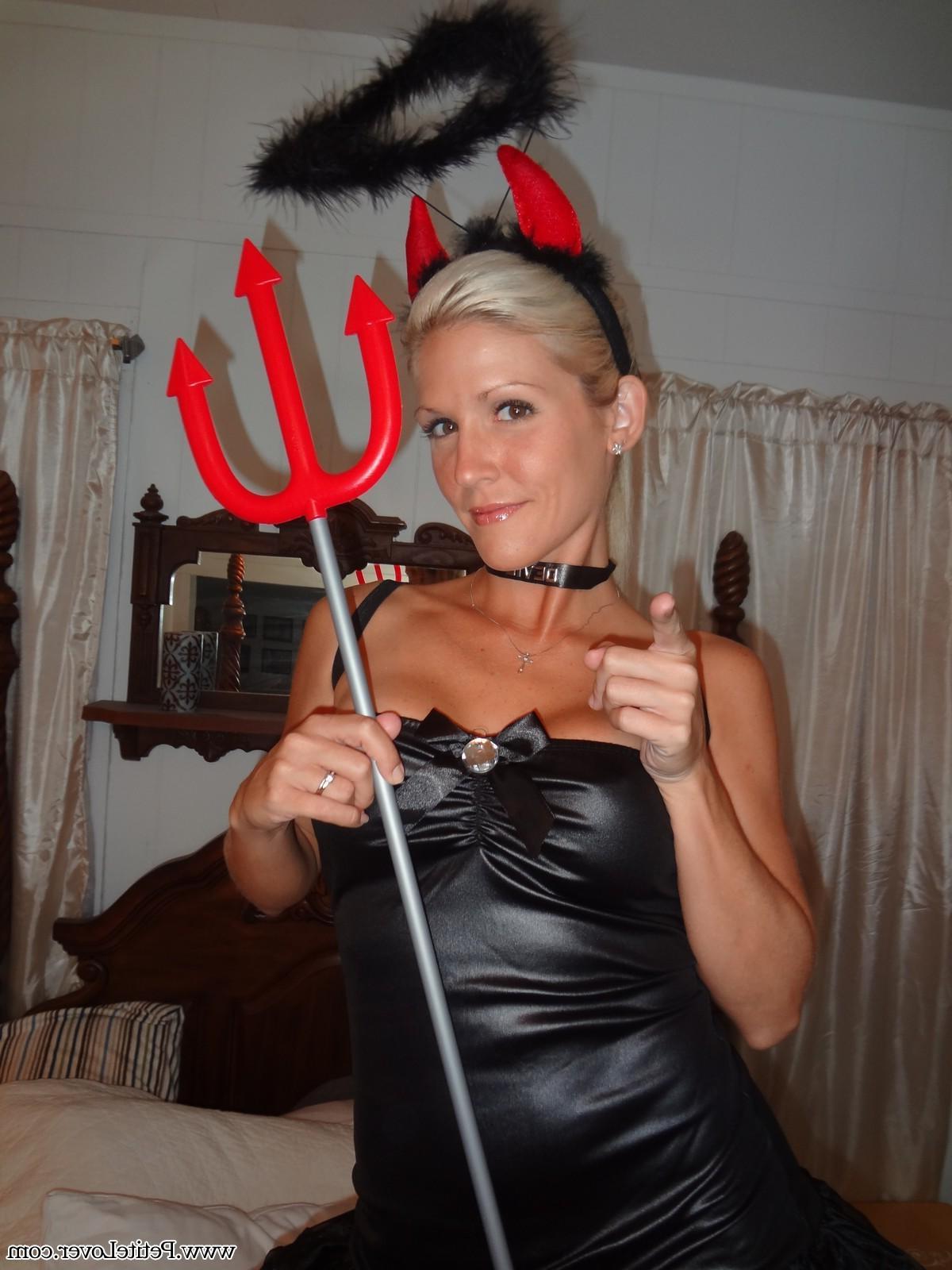 16P Blonde hottie Jolene dresses up as a naughty little devil for Halloween