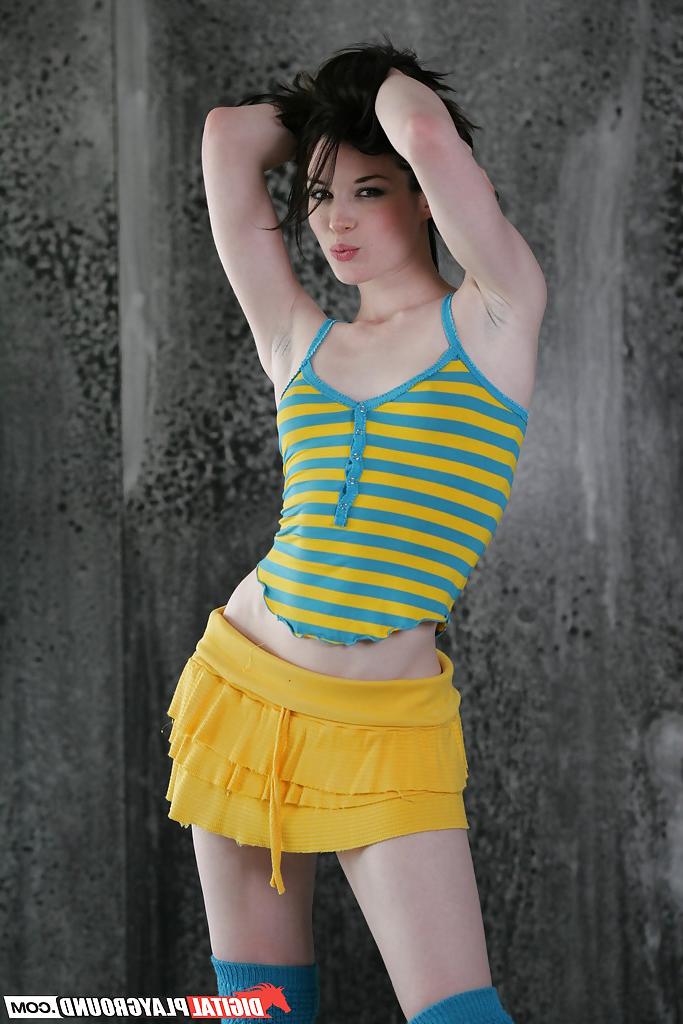 16P Slender teen babe Stoya poses in sexy outfit and finally gets naked