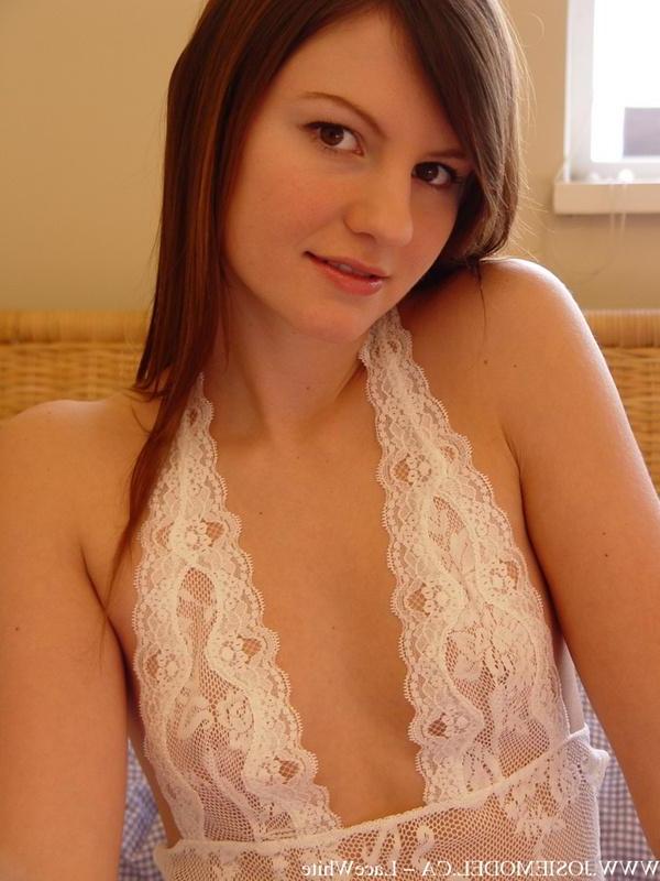20P Pictures of Josie Model taking off her lingerie dress