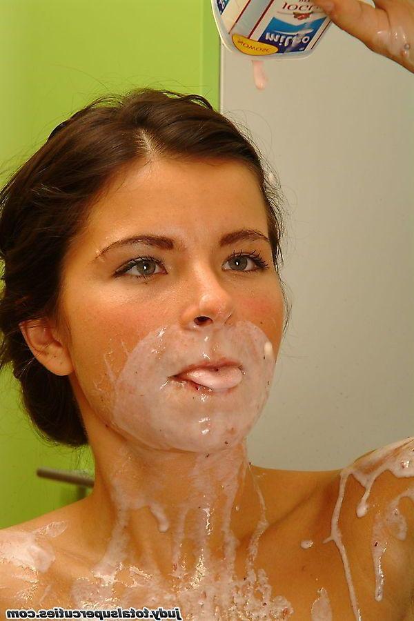 20P Pictures of teen babe Judy going nuts with the milk