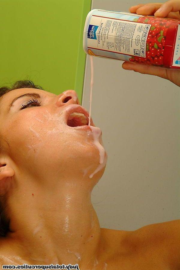 20P Pictures of teen babe Judy going nuts with the milk