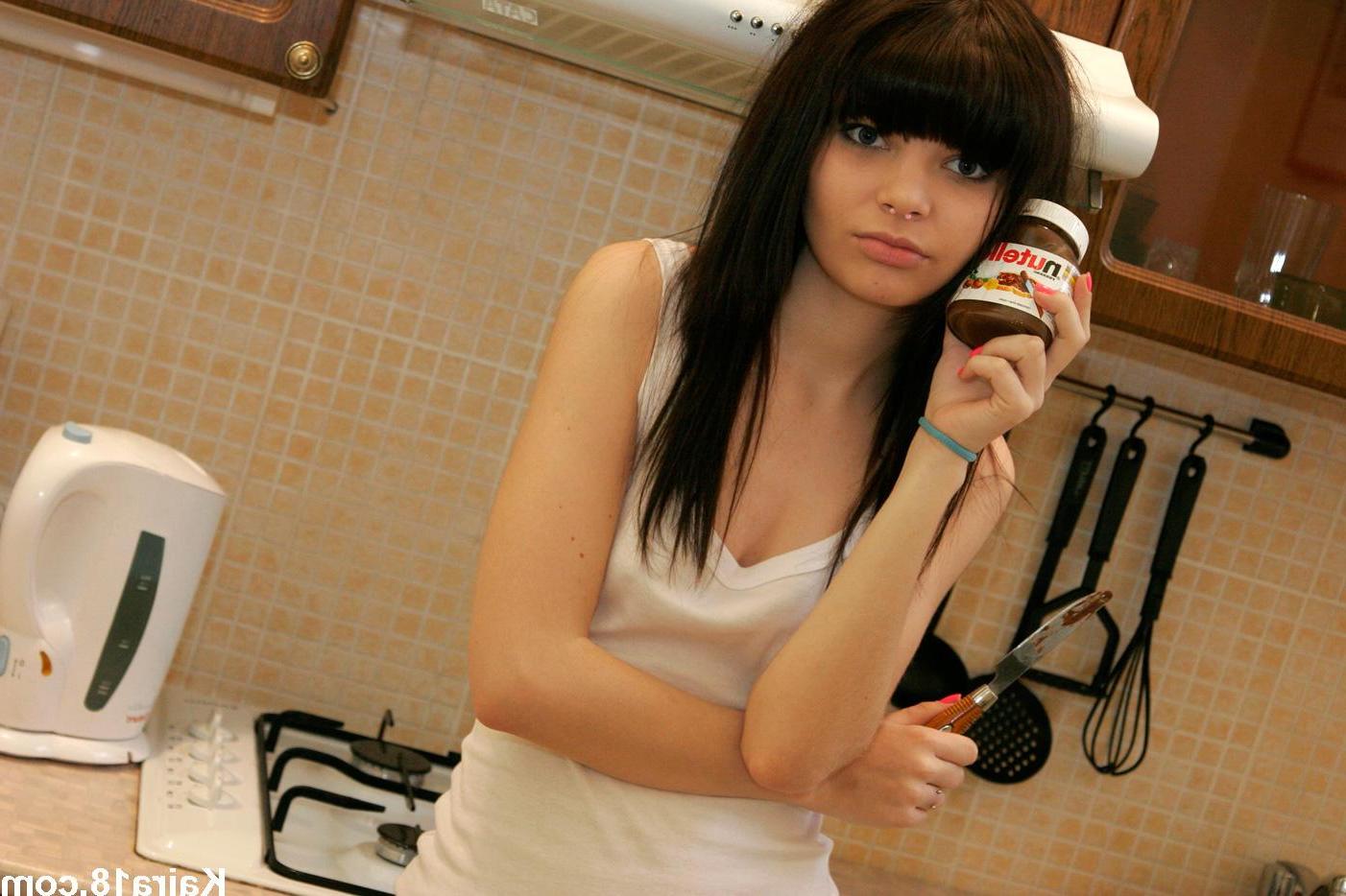 15P Pictures of Kaira 18 getting messy in the kitchen