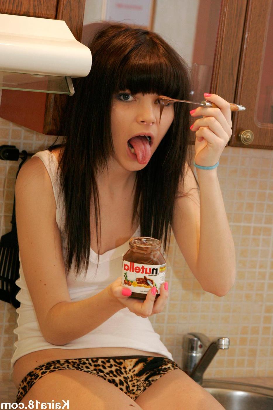 15P Pictures of Kaira 18 getting messy in the kitchen