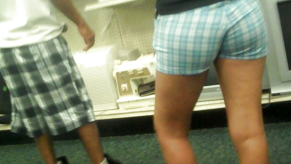 15P Ass & butt in tight blue shorts