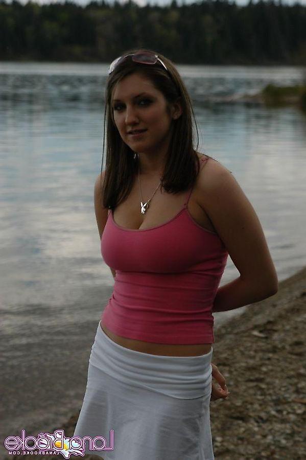 20P Pictures of teen Lana Brooke flashing her tasty tits by the lake