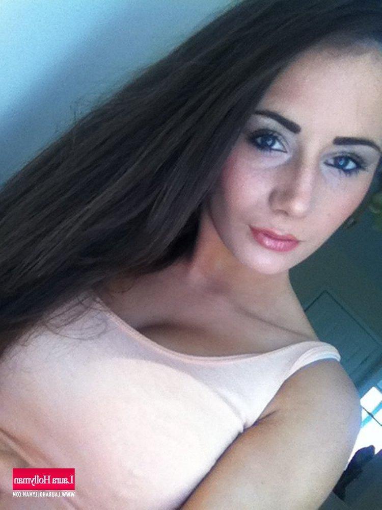 12P Laura Hollyman strips her tight top and lingerie to show you her boobs