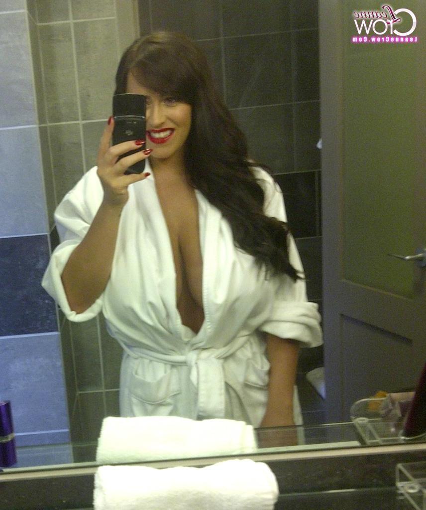 15P Leanne Crow takes some hot selfies of her enormous jugs