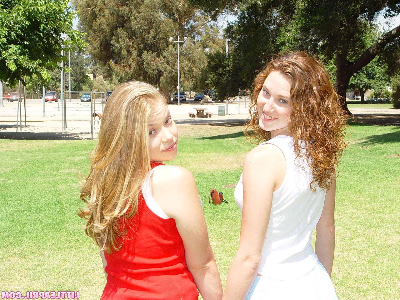 20P Pictures of two lesbian teens hanging out outside