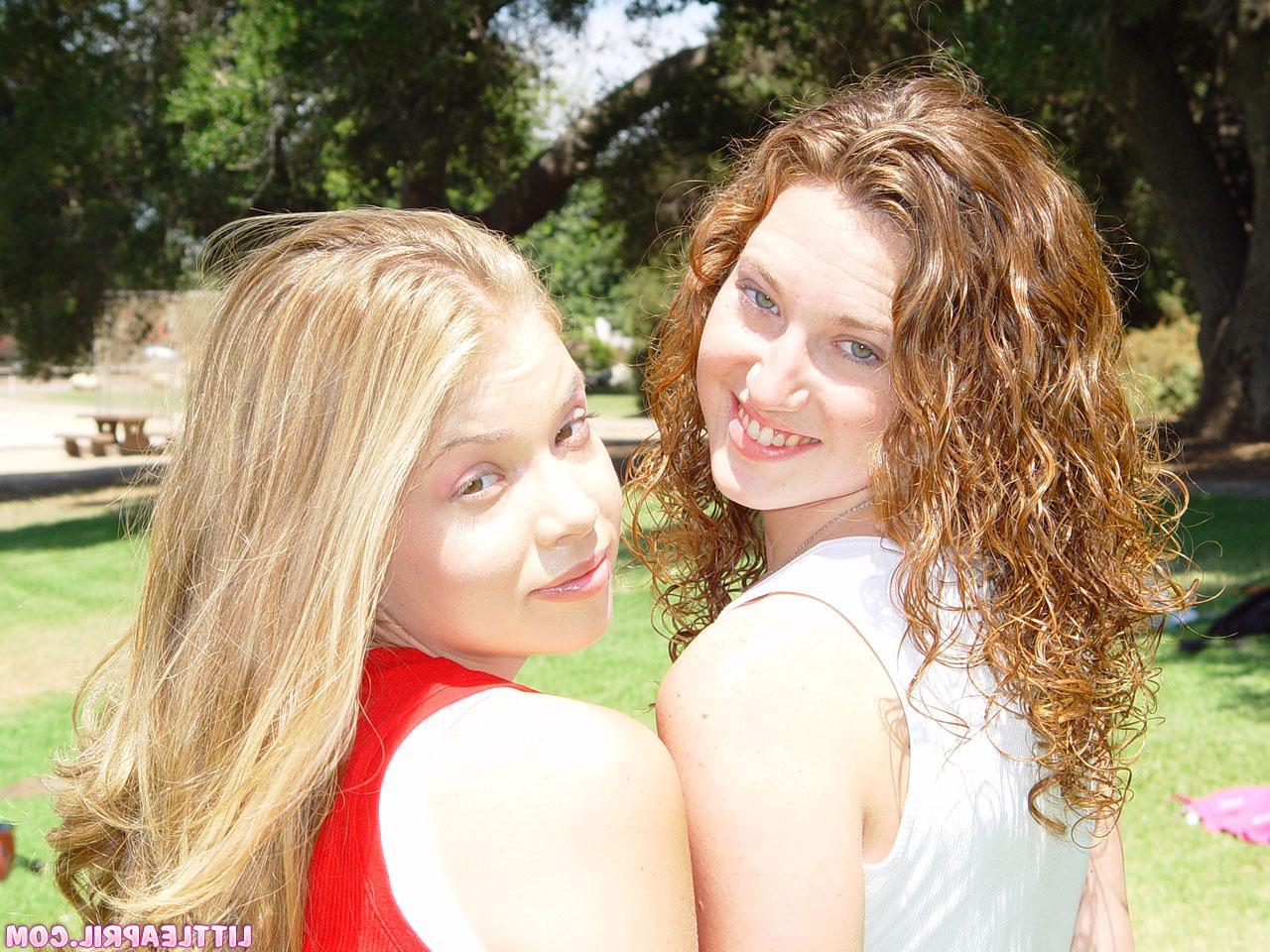 20P Pictures of two lesbian teens hanging out outside