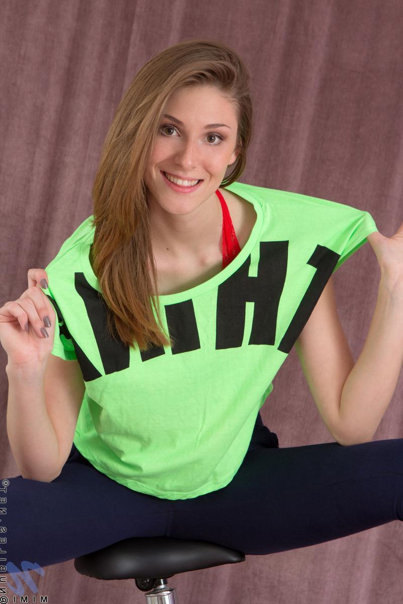 15P Hot college babe Mimi fingers her soaking wet pussy after a workout