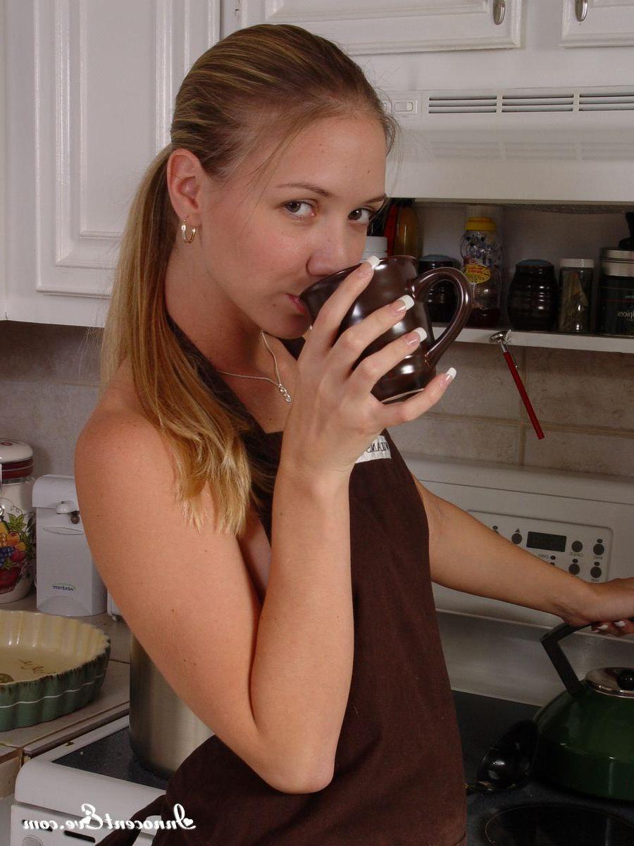 20P Pictures of teen chick Innocent Eve making a mess in the kitchen