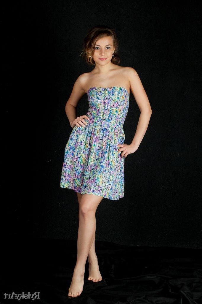 16P Brunette teen Nikia A strips out of her pretty dress