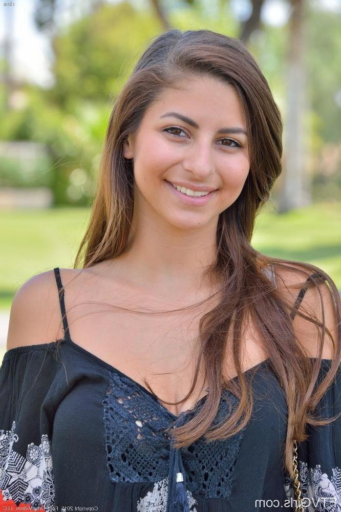 16P Busty teen Nina North masturbates with an eggplant outside
