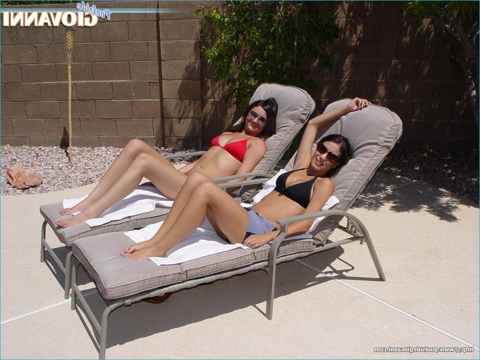 20P Pictures of teen Poolside Giovanni hanging out in the backyard with her girlfrie