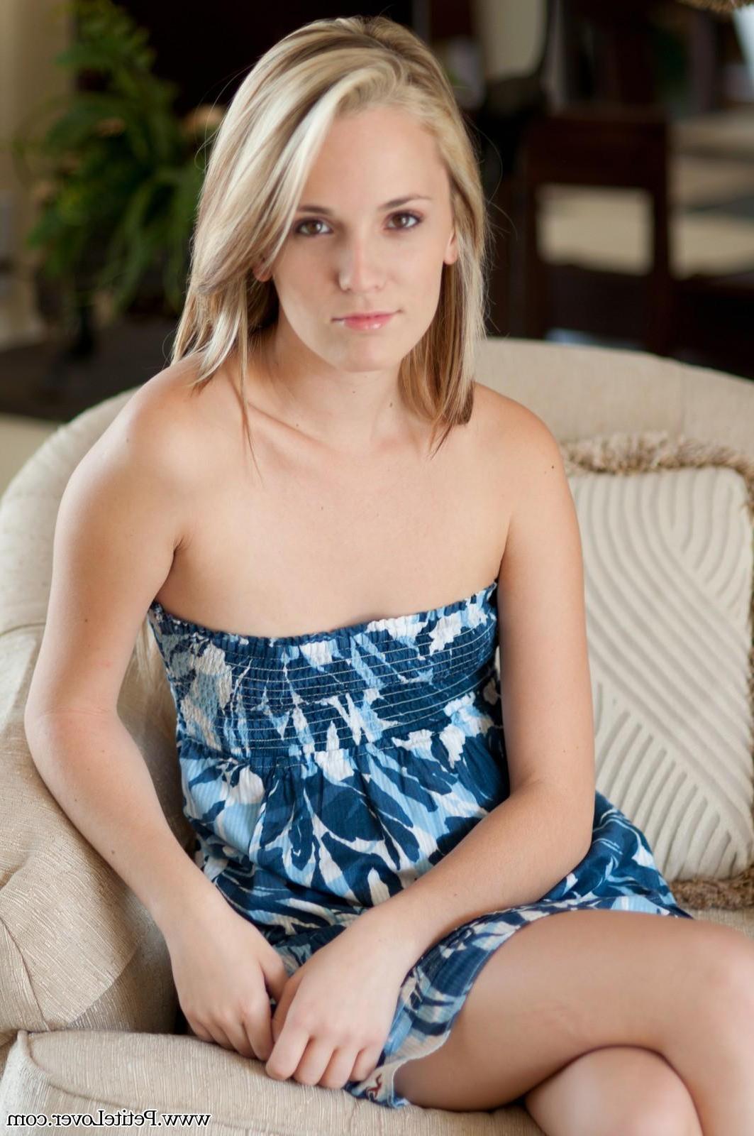 16P Petite blonde teen Sara James strips down to her sandals