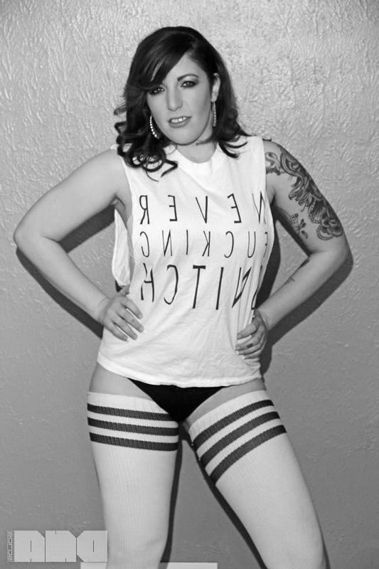 15P Busty alt model Selina Kyl shows off her natural boobs in black and white