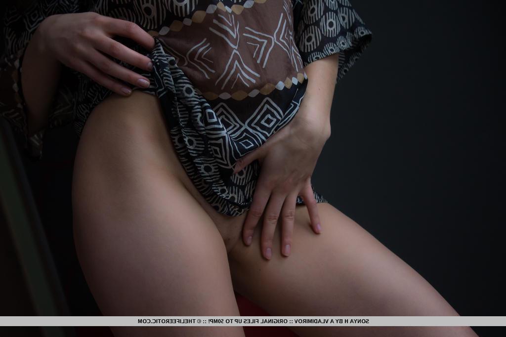 16P Sonya's pretty face and breathtaking assets instantly captures the spotlight when she cups her small but delightfully puffy nipples, and when she thrust her round and firm towards the camera.