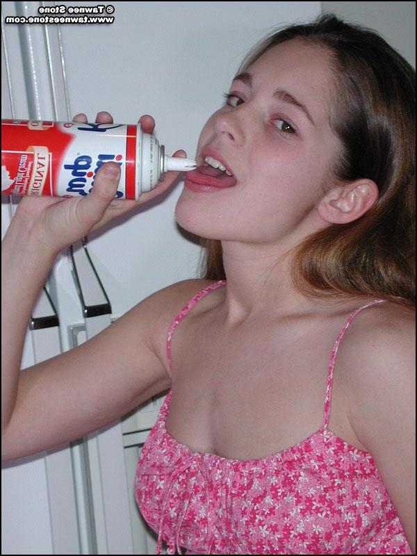 18P Tawnee playing with whipped cream