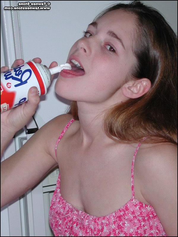 18P Tawnee playing with whipped cream