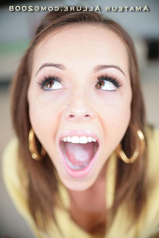 16P Petite teen beauty sucks sloppy wet cock eats semen
