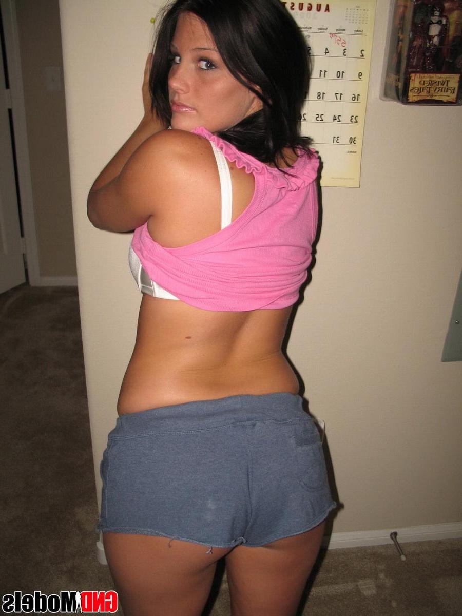 12P Busty girl next door Whitney shows off her big tits as she strips out of her pink tank top