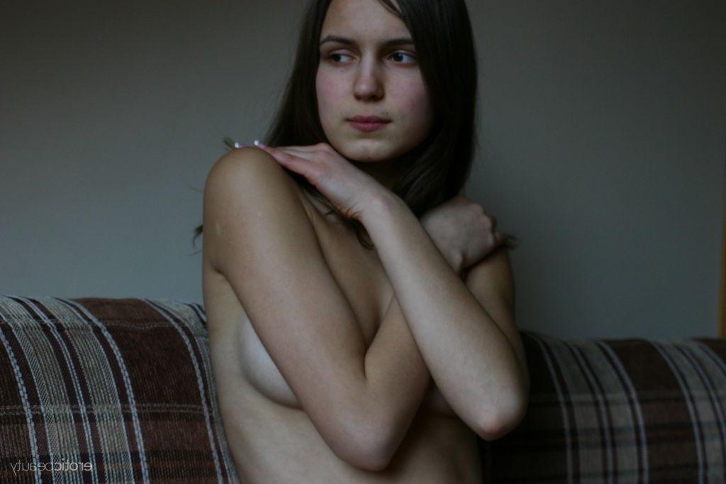 16P Brunette girl Sayda teases in her blue panties