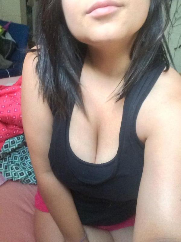 14P Hot big-tittied girlfriend displays her pierced juggs