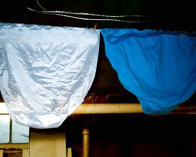 25P Nylon panties on clotheslines