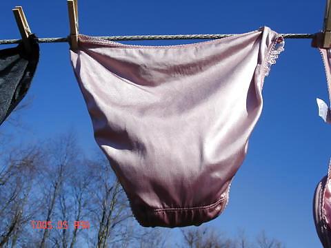 25P Nylon panties on clotheslines