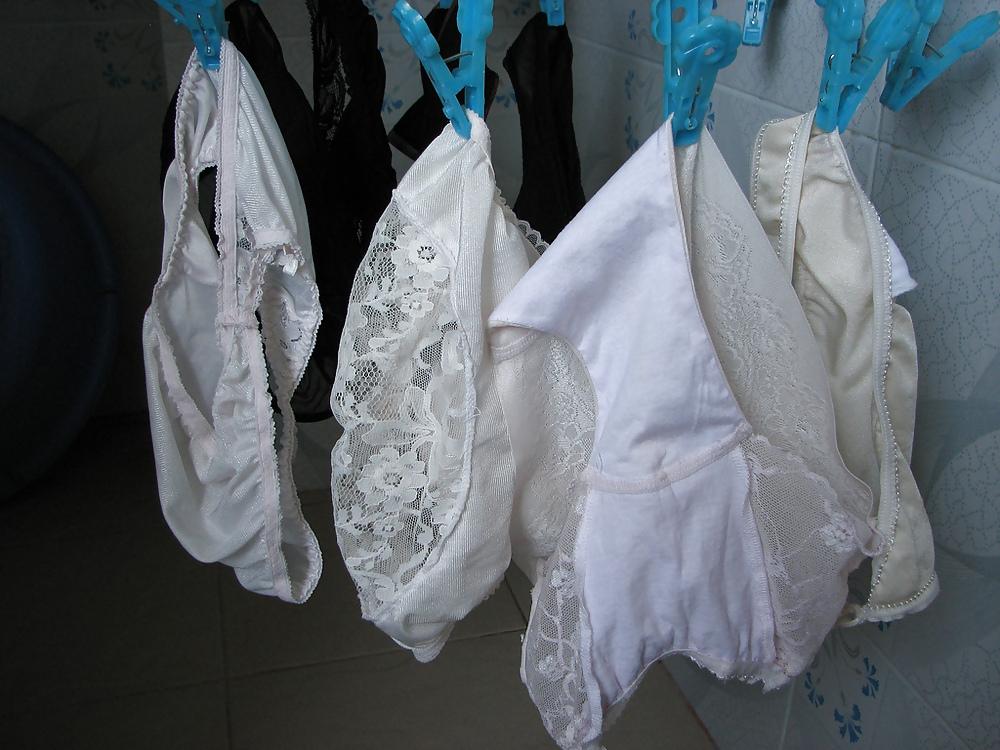25P Nylon panties on clotheslines
