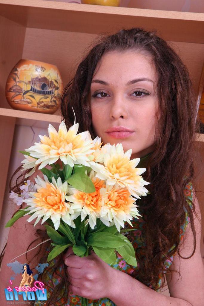 15P Pictures of busty teen girl Lena stripping naked just for you