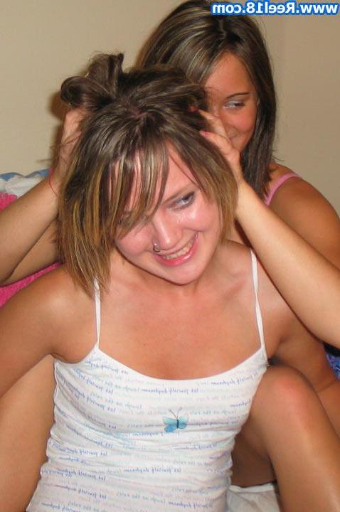 20P Pictures of 2 teen coeds stripping each other