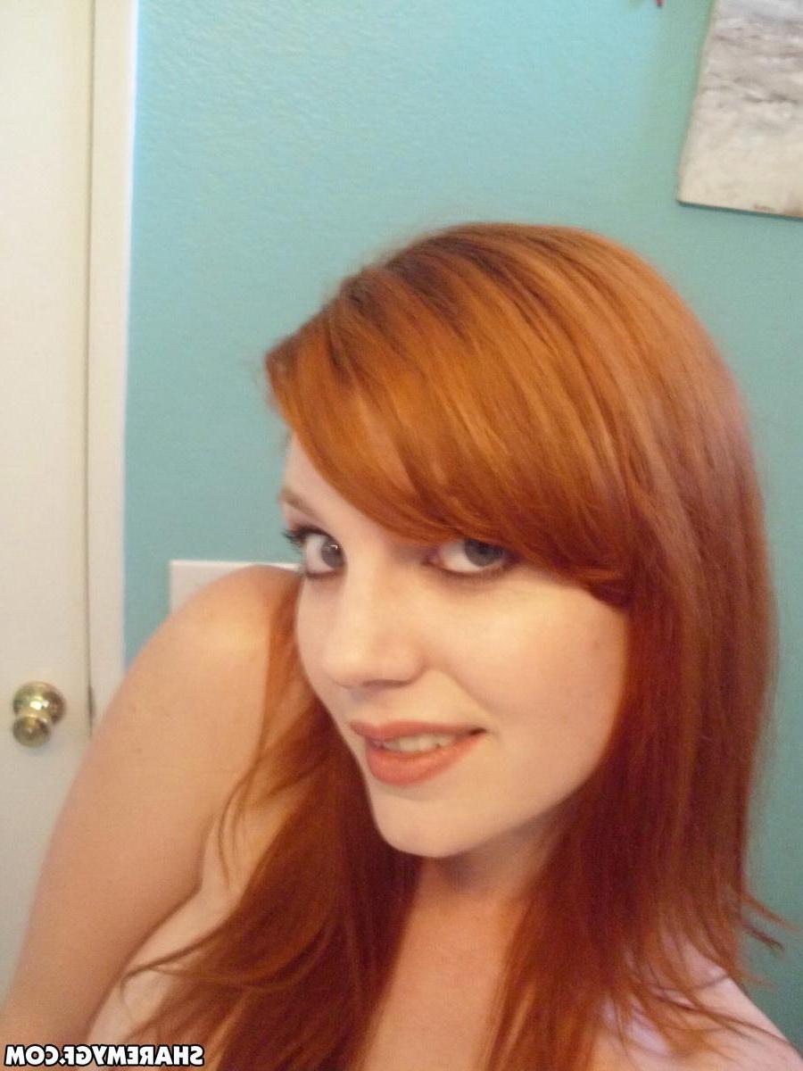 11P Sexy redhead teen takes selfshot pictures then plays with her cute perky friend