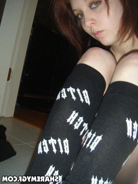 20P Sexy brunette girl takes pics of herself in her socks