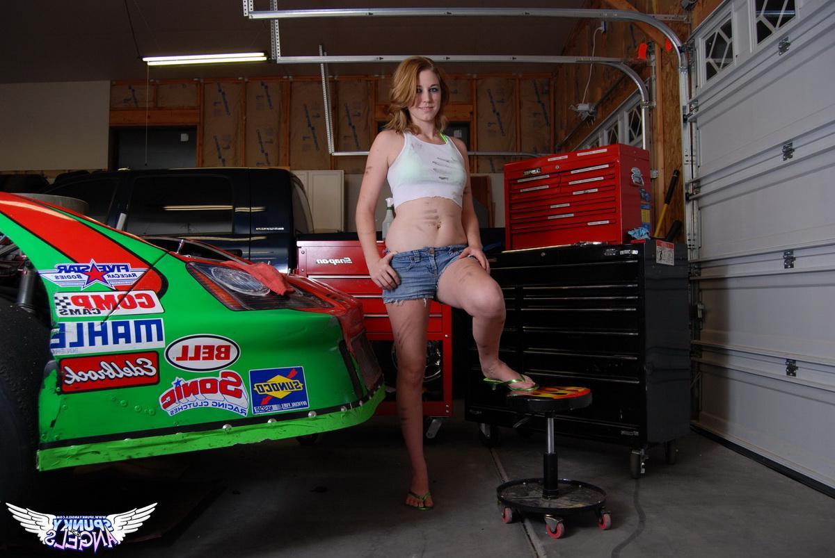 12P Racing fan Christy teases as she strips out of her dirty top and string bikini