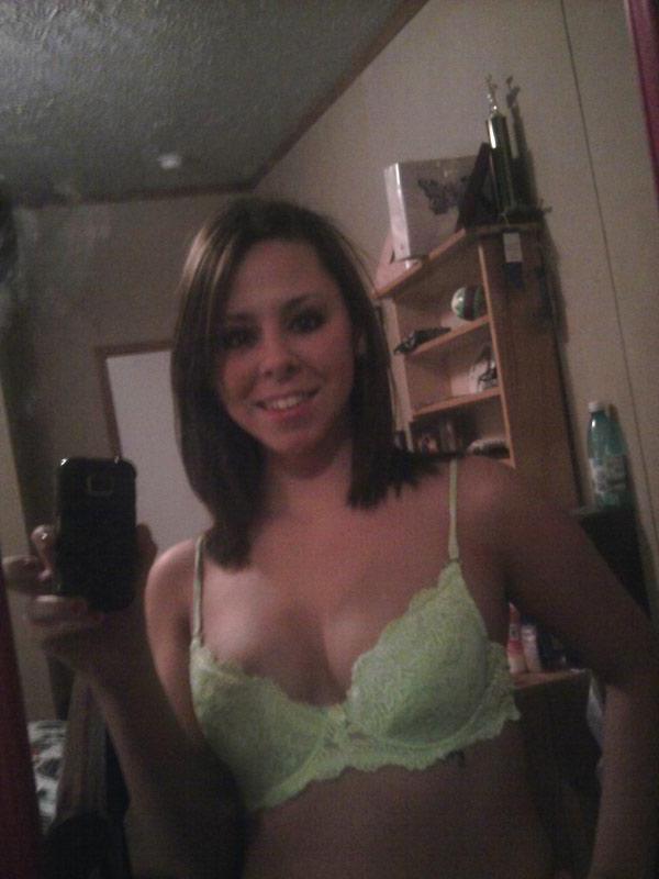 15P Pictures of a busty brunette teen gf taking pics of herself