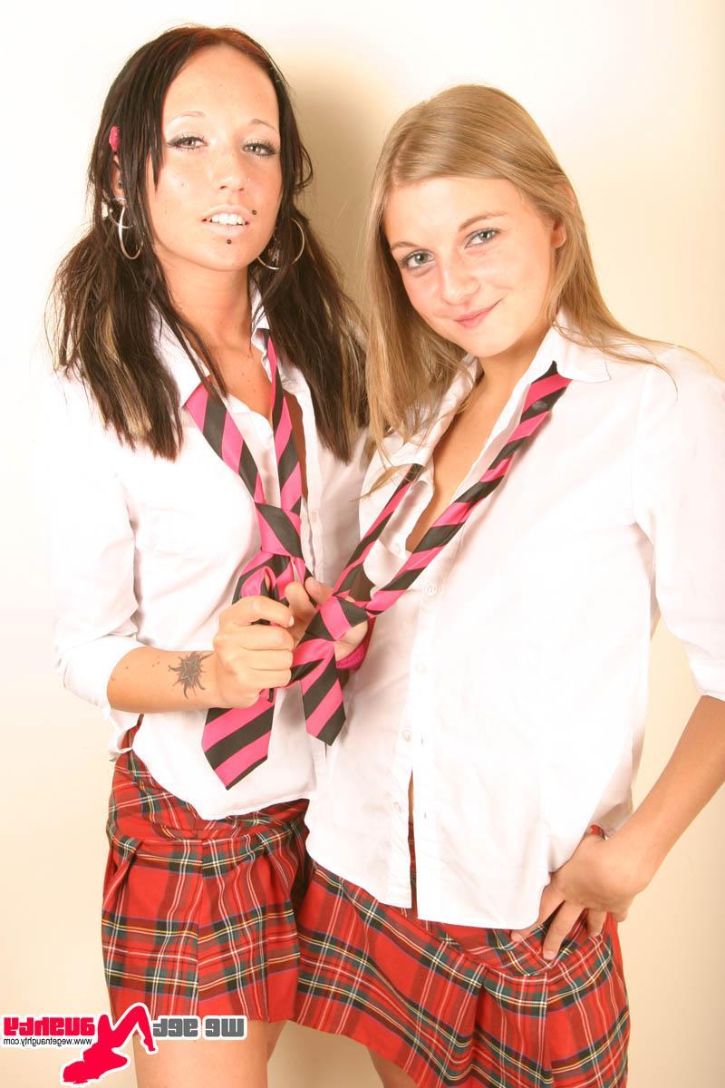 15P Pictures of two hot schoolgirls making out with no top on