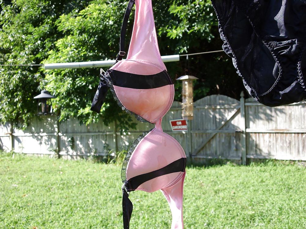 12P LINGERIE ON THE LINE FOR THE NEIGHBORS TO SEE.