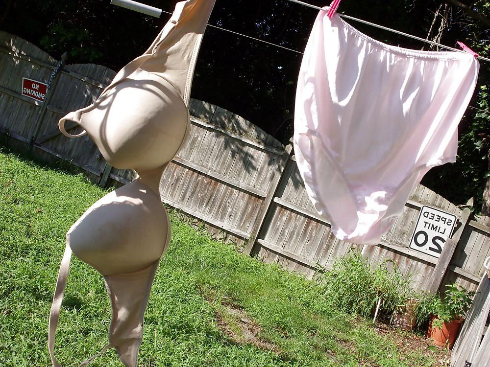 12P LINGERIE ON THE LINE FOR THE NEIGHBORS TO SEE.