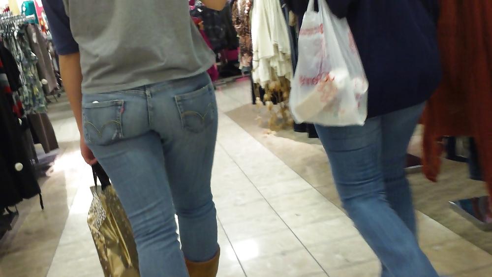 25P Teen ass & butt in blue jeans looking sexy