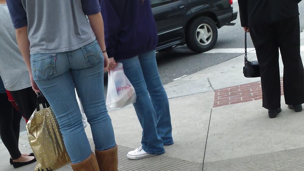 25P Teen ass & butt in blue jeans looking sexy