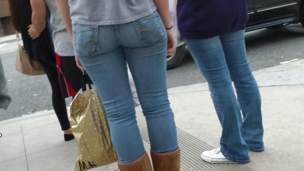 25P Teen ass & butt in blue jeans looking sexy