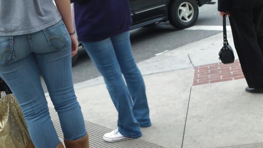 25P Teen ass & butt in blue jeans looking sexy
