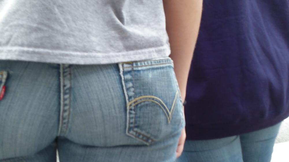 25P Teen ass & butt in blue jeans looking sexy