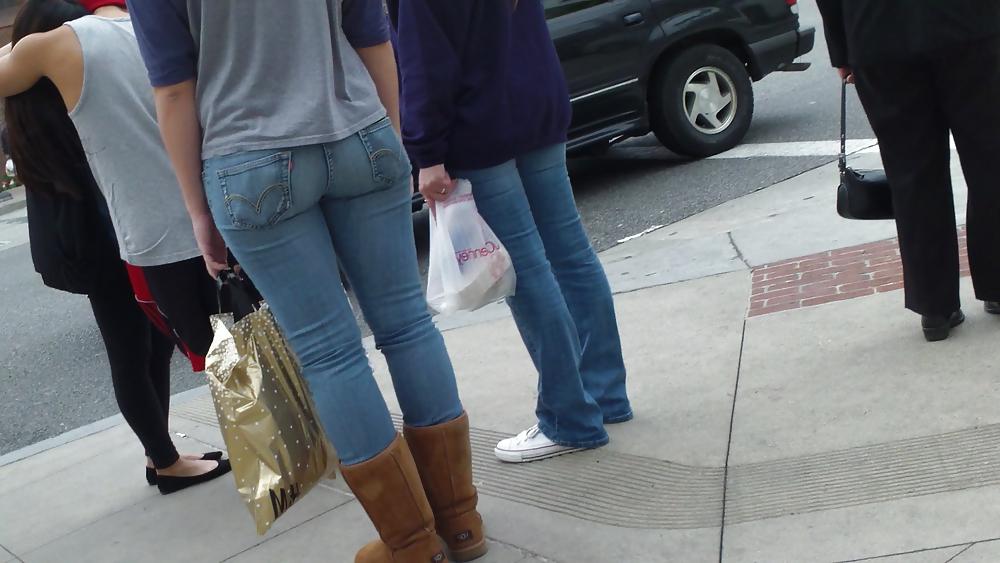 25P Teen ass & butt in blue jeans looking sexy