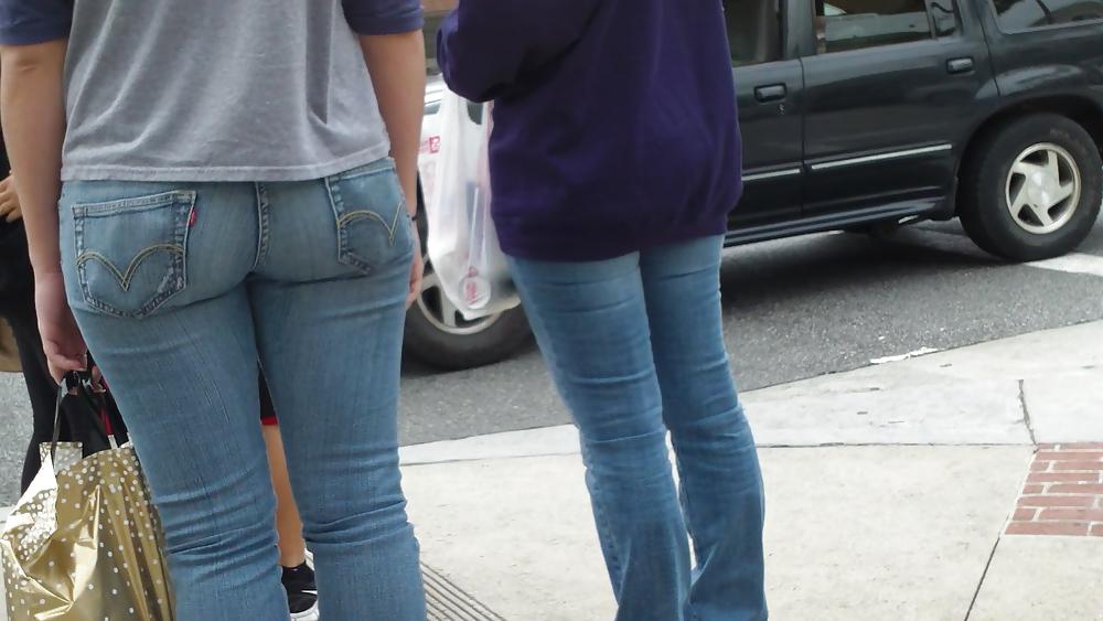 25P Teen ass & butt in blue jeans looking sexy