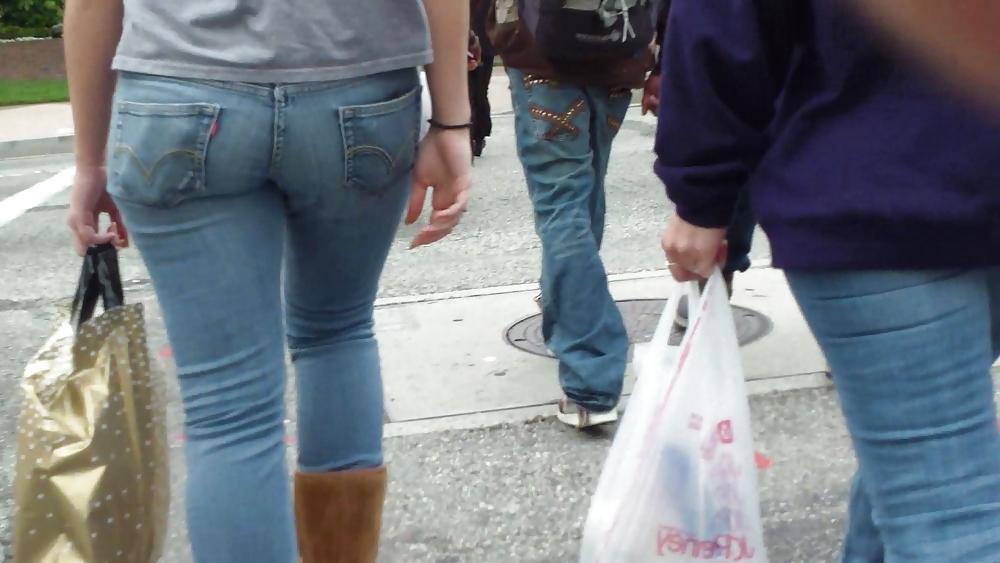 25P Teen ass & butt in blue jeans looking sexy