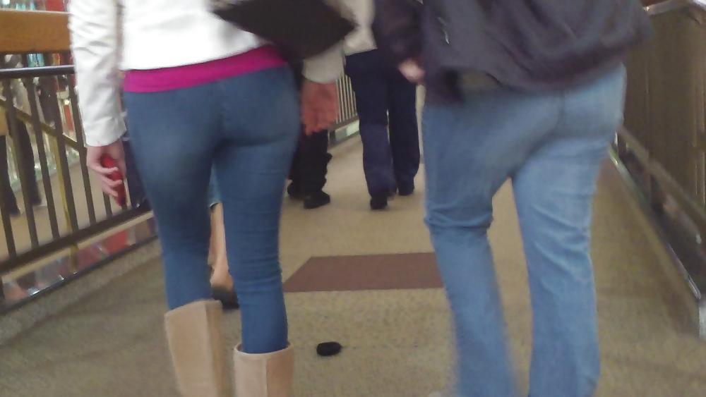 25P Smooth sexy teen ass & butt in tight blue jeans 